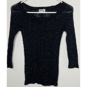 Selena Gomez Girls Youth Size XS Black Sparkle Shirt Knit Breathable 3/4 Sleeve